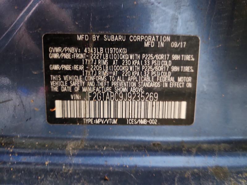 Aukcja sprzedaży 2018 Subaru Crosstrek, vin: JF2GTABC9J9235269, numer aukcji: 53792706