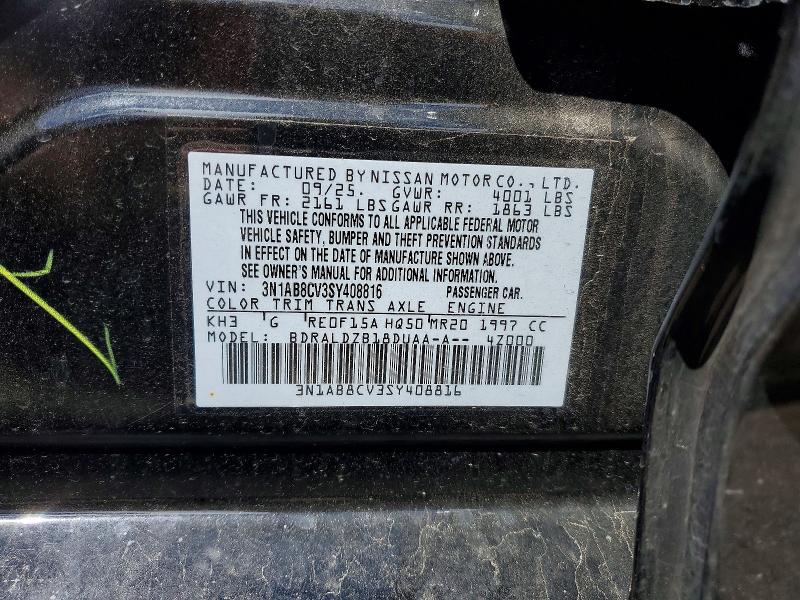 Aukcja sprzedaży 2025 Nissan Sentra, vin: 3N1AB8CV3SY408816, numer aukcji: 52987946