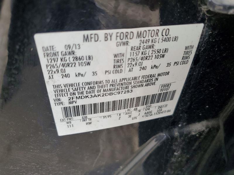 Продаж на аукціоні авто 2013 Ford Edge, vin: 2FMDK3AK2DBC97253, номер лоту: 54123076