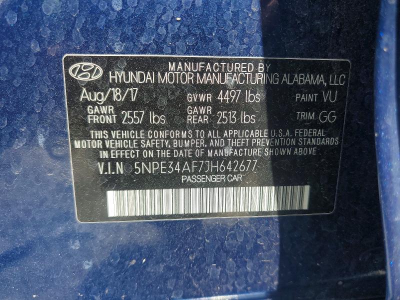 2018 Hyundai Sonata მანქანა იყიდება აუქციონზე, vin: 5NPE34AF7JH642677, აუქციონის ნომერი: 54209096