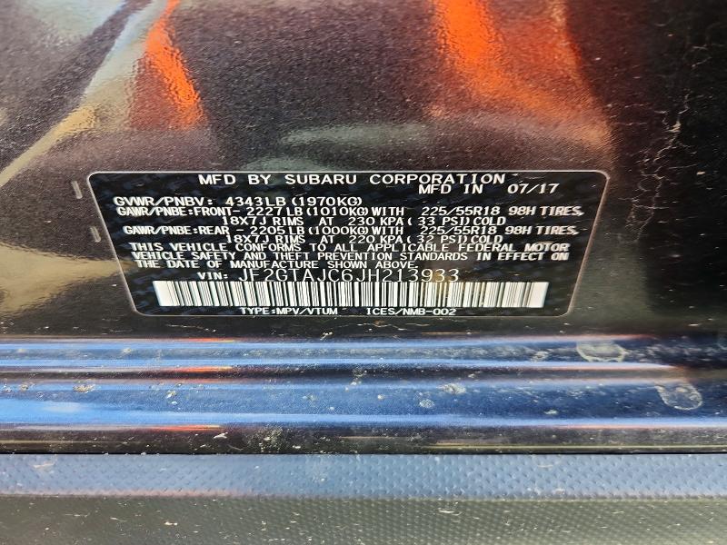 Aukcja sprzedaży 2018 Subaru Crosstrek, vin: JF2GTAJC6JH213933, numer aukcji: 52842966