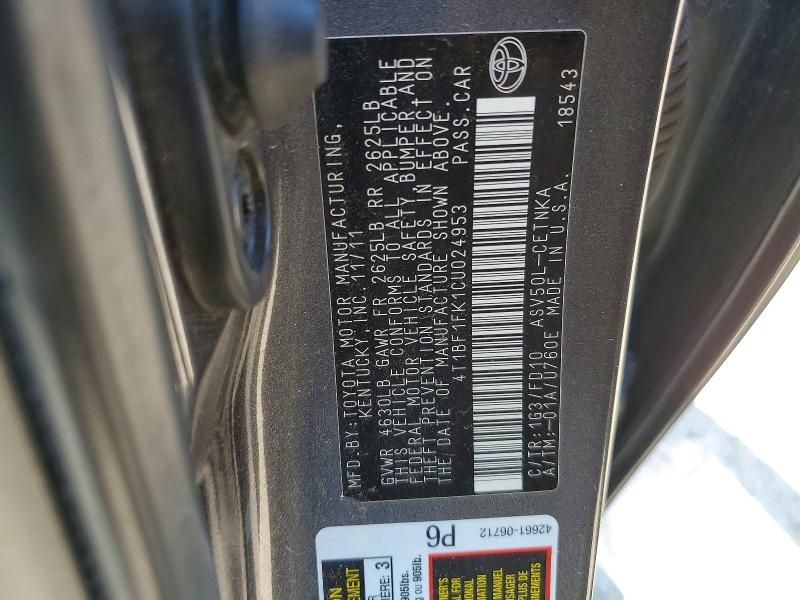 Продаж на аукціоні авто 2012 Toyota Camry, vin: 4T1BF1FK1CU024953, номер лоту: 53780146