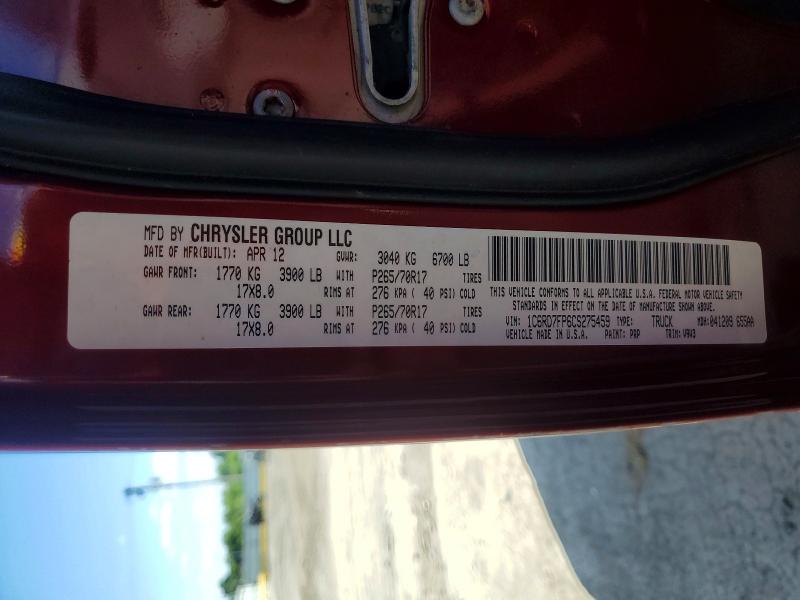 Продажа на аукционе авто 2012 Dodge Ram 1500, vin: 1C6RD7FP6CS275459, номер лота: 52525766