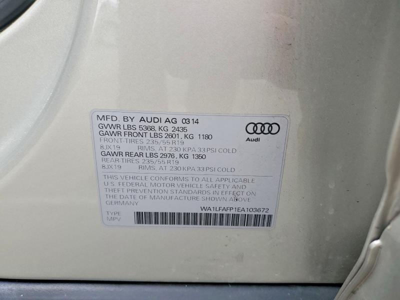 Продажа на аукционе авто 2014 Audi Q5, vin: WA1LFAFP1EA103672, номер лота: 52968696