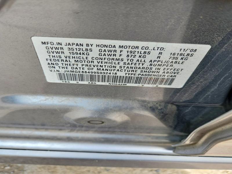 54971776 :رقم المزاد ، JHMGE88499S032418 vin ، 2009 Honda Fit مزاد بيع