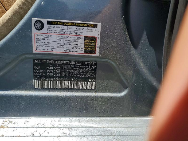 54837046 :رقم المزاد ، WDDNG86X48A191874 vin ، 2008 Mercedes-benz S مزاد بيع