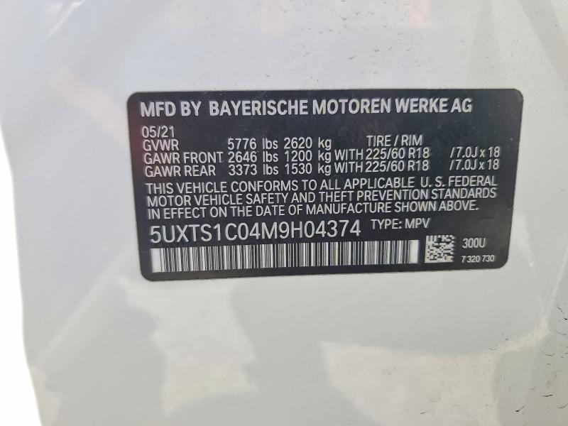 54011246 :رقم المزاد ، 5UXTS1C04M9H04374 vin ، 2021 Bmw X3 مزاد بيع