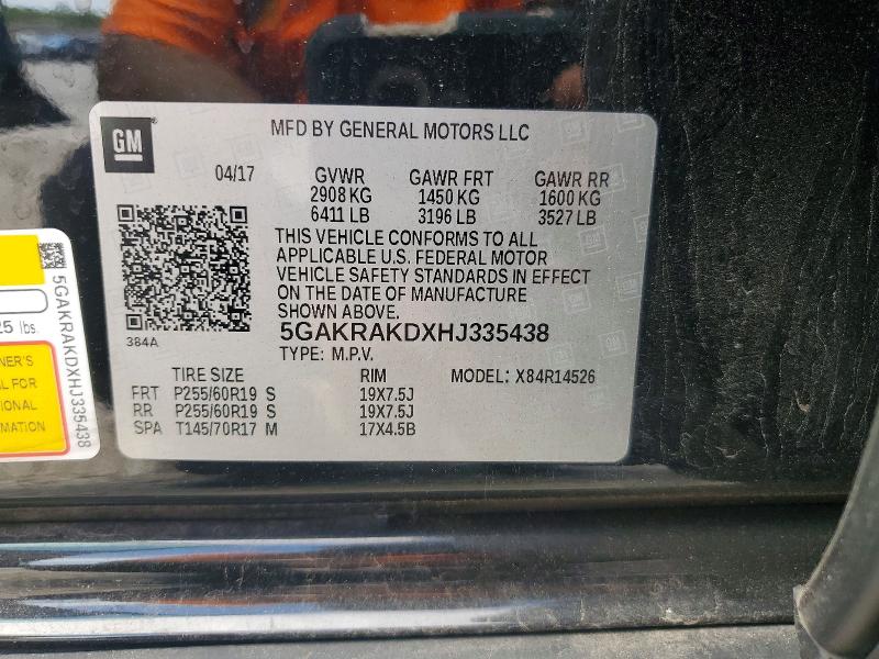 Продажа на аукционе авто 2017 Buick Enclave, vin: 5GAKRAKDXHJ335438, номер лота: 52852746