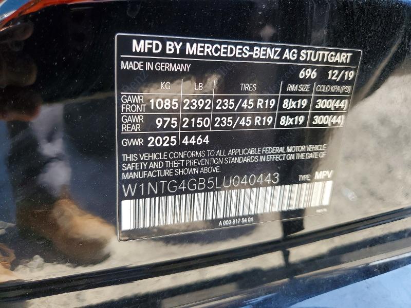 2020 Mercedes-benz Gla მანქანა იყიდება აუქციონზე, vin: W1NTG4GB5LU040443, აუქციონის ნომერი: 55045406