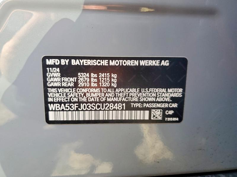 Продаж на аукціоні авто 2025 Bmw 530, vin: WBA53FJ03SCU28481, номер лоту: 51872286