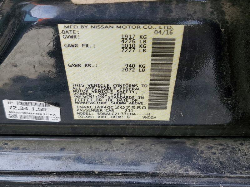 Продаж на аукціоні авто 2016 Nissan Altima, vin: 1N4AL3AP4GC207580, номер лоту: 54151046