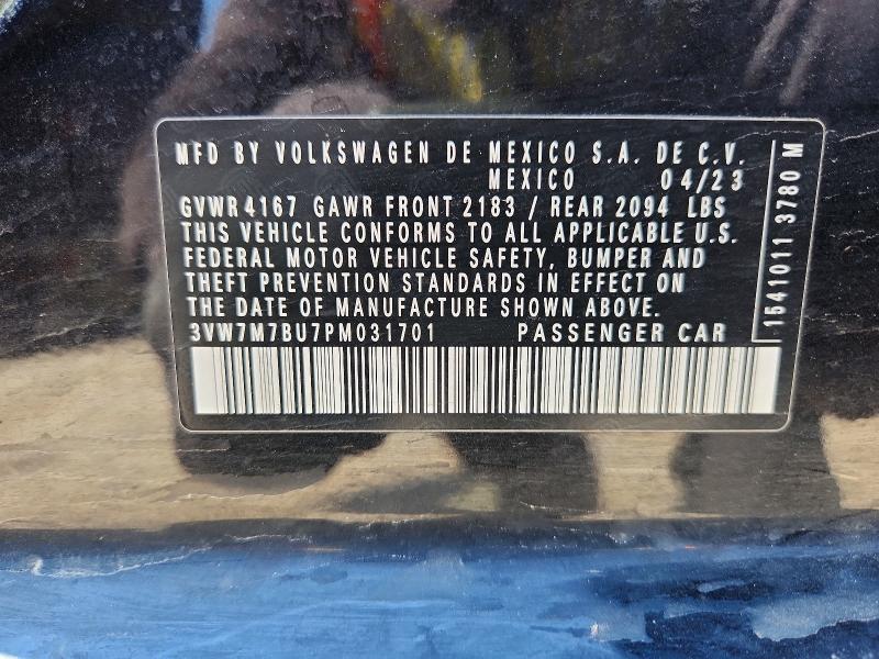 52741446 :رقم المزاد ، 3VW7M7BU7PM031701 vin ، 2023 Volkswagen Jetta مزاد بيع