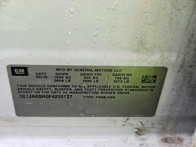 2015 Chevrolet Sonic მანქანა იყიდება აუქციონზე, vin: 1G1JA6SH0F4202127, აუქციონის ნომერი: 52694886
