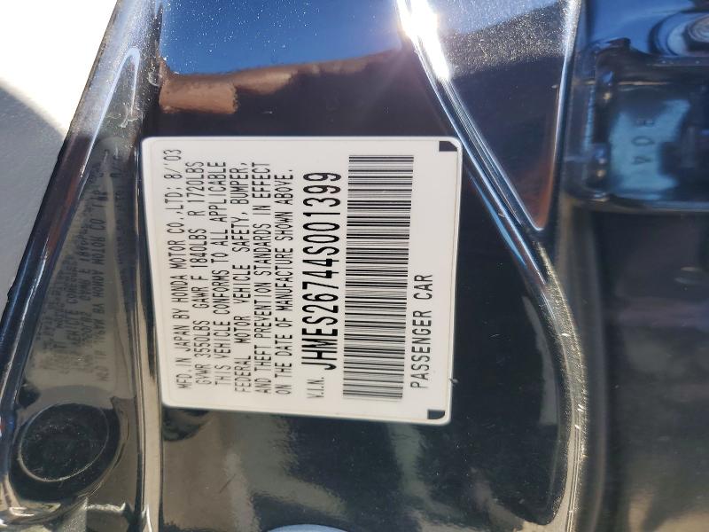 Продажа на аукционе авто 2004 Honda Civic, vin: JHMES26744S001399, номер лота: 52591946