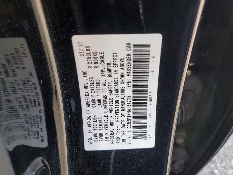 Продажа на аукционе авто 2017 Honda Accord, vin: 1HGCR2F14HA184235, номер лота: 52093486