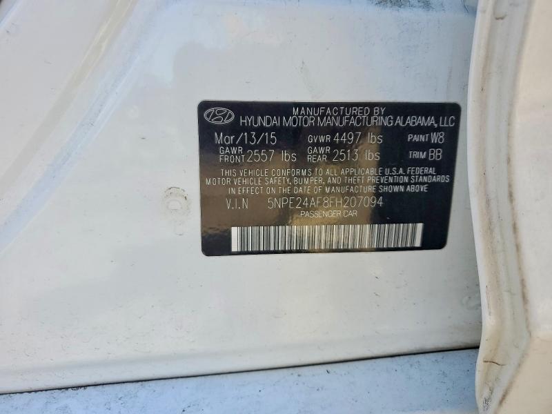 53170176 :رقم المزاد ، 5NPE24AF8FH207094 vin ، 2015 Hyundai Sonata مزاد بيع