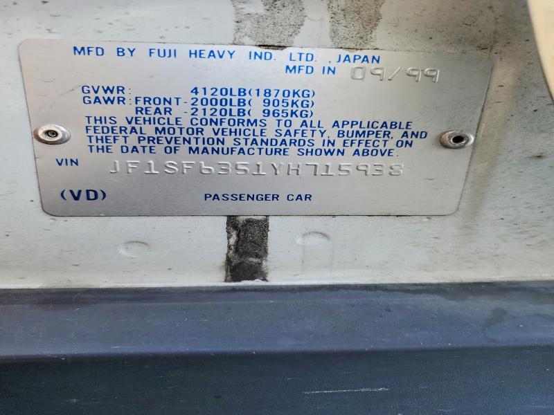 2000 Subaru Forester მანქანა იყიდება აუქციონზე, vin: JF1SF6351YH715938, აუქციონის ნომერი: 52777596
