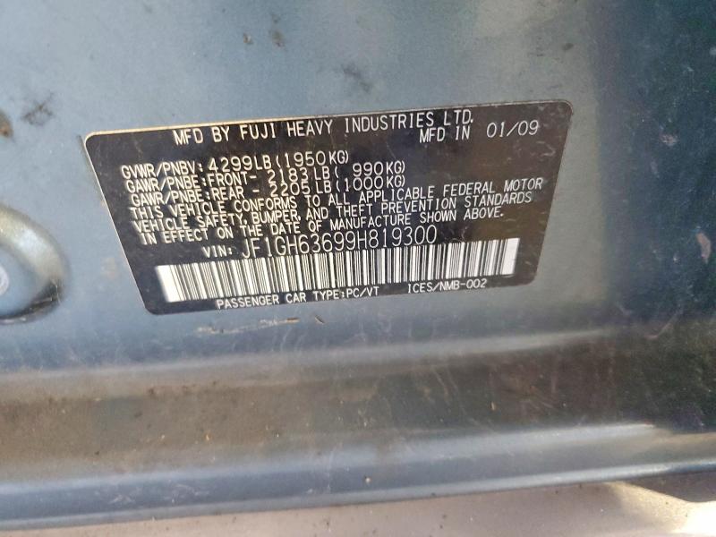 53793706 :رقم المزاد ، JF1GH63699H819300 vin ، 2009 Subaru Impreza مزاد بيع