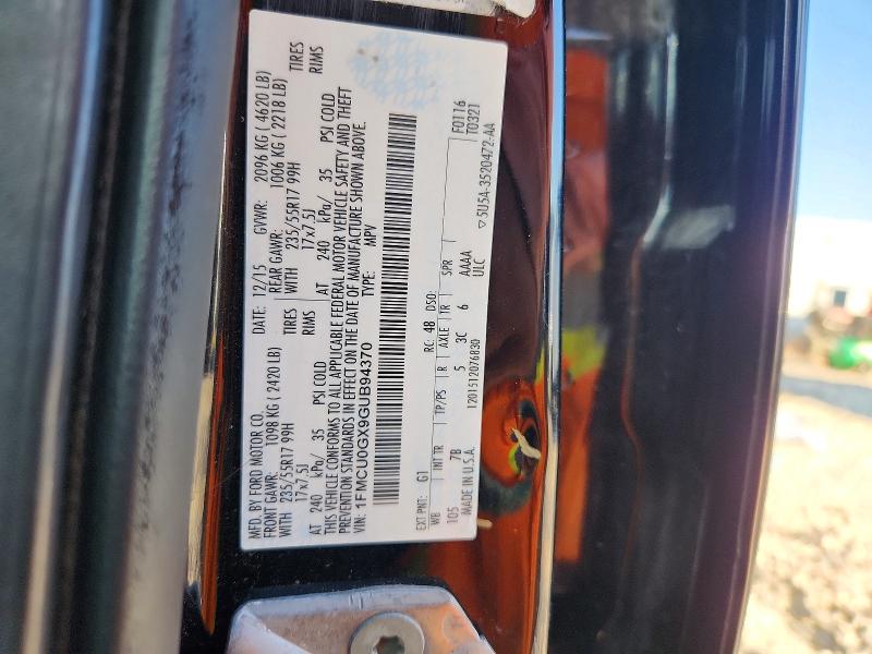 53129986 :رقم المزاد ، 1FMCU0GX9GUB94370 vin ، 2016 Ford Escape مزاد بيع
