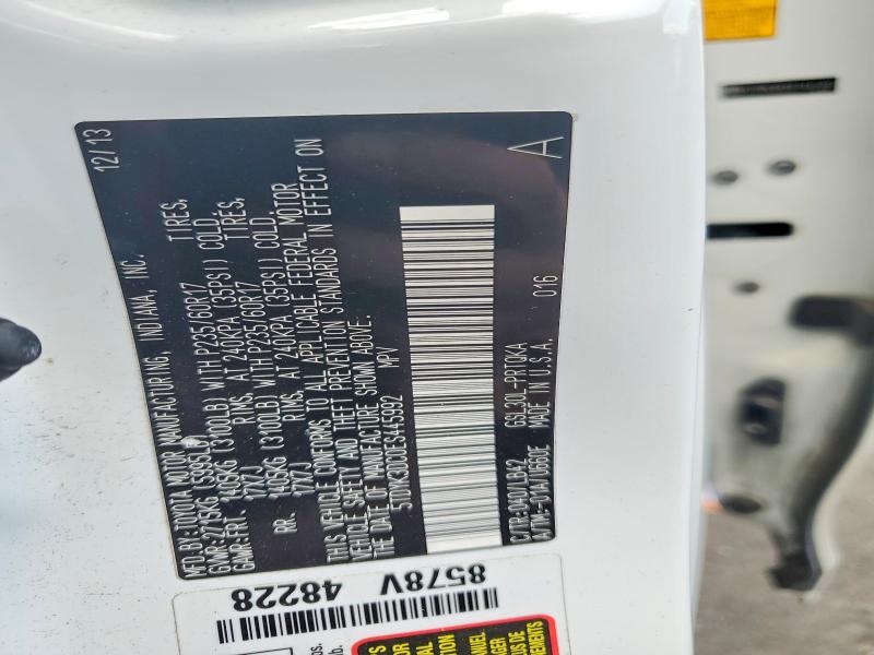 2014 Toyota Sienna მანქანა იყიდება აუქციონზე, vin: 5TDYK3DC0ES445992, აუქციონის ნომერი: 54155996