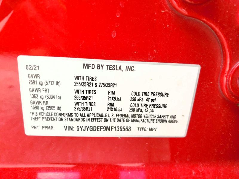 Продажа на аукционе авто 2021 Tesla Model Y, vin: 5YJYGDEF9MF139568, номер лота: 52410076