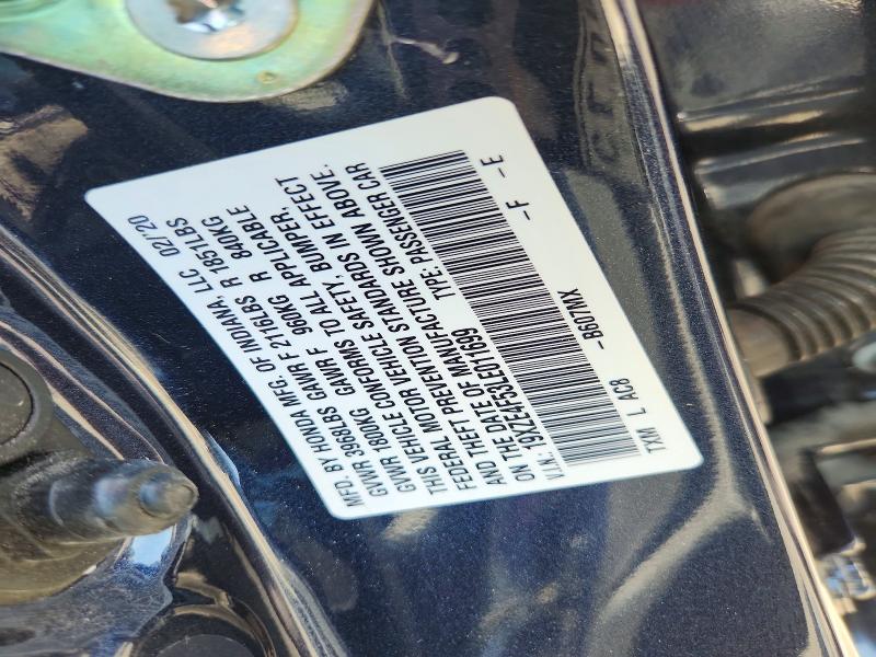 2020 Honda Insight მანქანა იყიდება აუქციონზე, vin: 19XZE4F53LE011699, აუქციონის ნომერი: 54662616