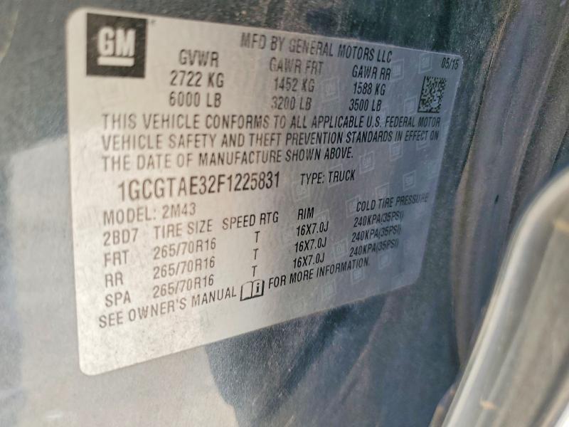 Aukcja sprzedaży 2015 Chevrolet Colorado, vin: 1GCGTAE32F1225831, numer aukcji: 54887836