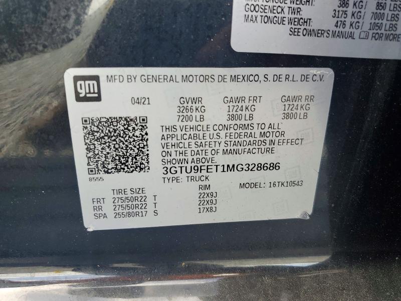 Продажа на аукционе авто 2021 Gmc Sierra, vin: 3GTU9FET1MG328686, номер лота: 54885986