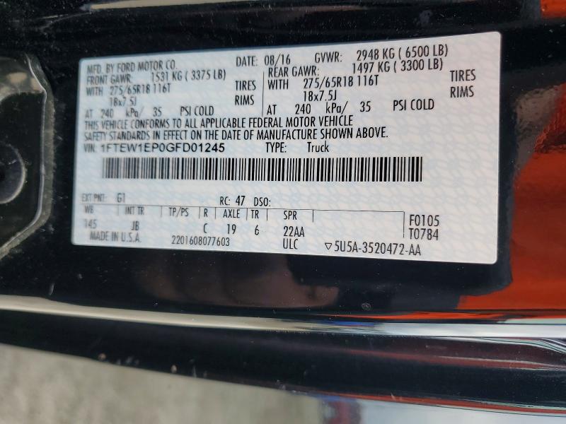 Aukcja sprzedaży 2016 Ford F150, vin: 1FTEW1EP0GFD01245, numer aukcji: 54226086