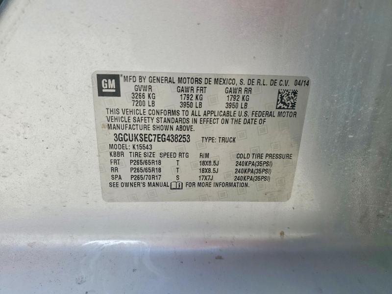Aukcja sprzedaży 2014 Chevrolet Silverado, vin: 3GCUKSEC7EG438253, numer aukcji: 54996636