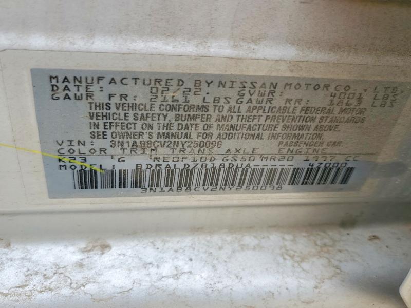 54462806 :رقم المزاد ، 3N1AB8CV2NY250098 vin ، 2022 Nissan Sentra مزاد بيع