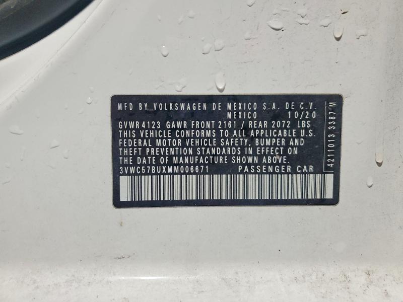 2021 Volkswagen Jetta მანქანა იყიდება აუქციონზე, vin: 3VWC57BUXMM006671, აუქციონის ნომერი: 52684856