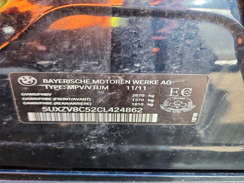 Продаж на аукціоні авто 2012 Bmw X5, vin: 5UXZV8C52CL424862, номер лоту: 52160236
