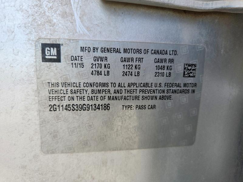 Продаж на аукціоні авто 2016 Chevrolet Impala, vin: 2G1145S39G9134186, номер лоту: 52431526