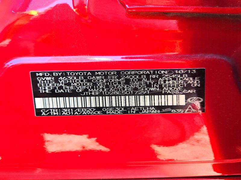Aukcja sprzedaży 2014 Lexus Is, vin: JTHBF1D28E5017291, numer aukcji: 51909846