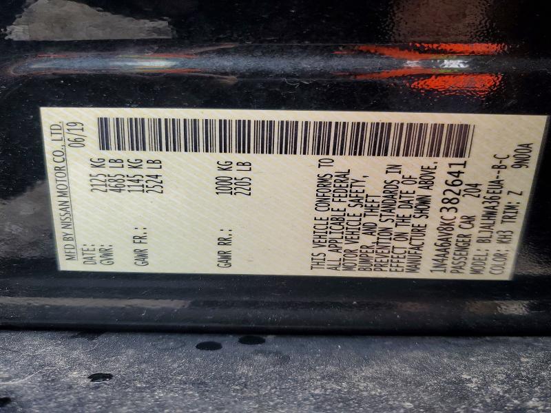 52142016 :رقم المزاد ، 1N4AA6AV8KC382641 vin ، 2019 Nissan Maxima مزاد بيع