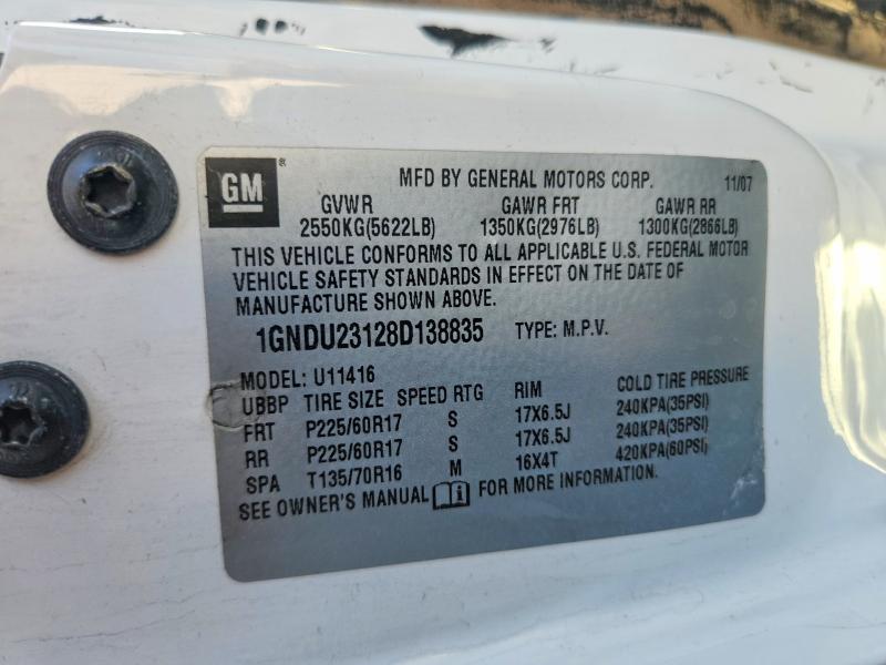 Aukcja sprzedaży 2008 Chevrolet Uplander, vin: 1GNDU23128D138835, numer aukcji: 52719716