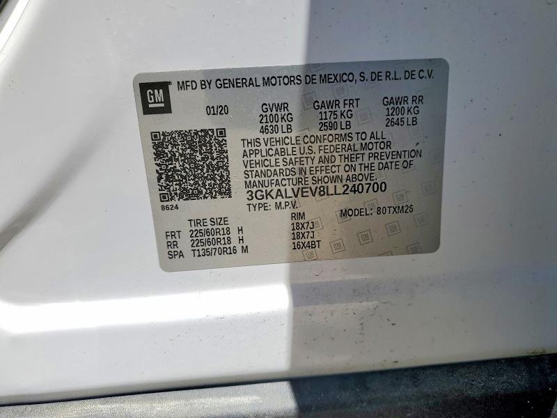 2020 Gmc Terrain მანქანა იყიდება აუქციონზე, vin: 3GKALVEV8LL240700, აუქციონის ნომერი: 52688836