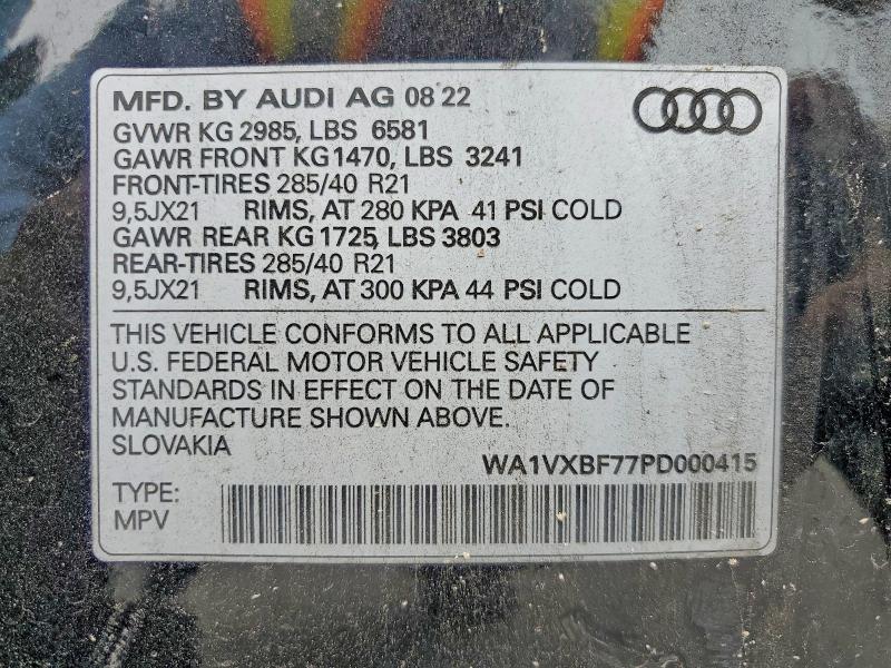 Aukcja sprzedaży 2023 Audi Q7, vin: WA1VXBF77PD000415, numer aukcji: 55324496
