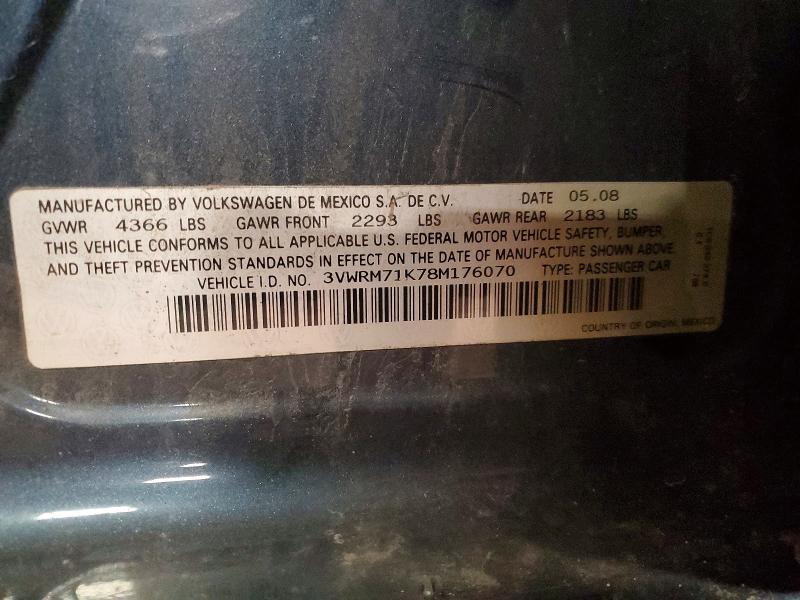 Продажа на аукционе авто 2008 Volkswagen Jetta, vin: 3VWRM71K78M176070, номер лота: 52211106