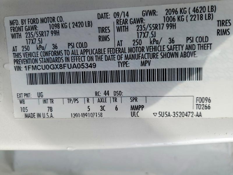52405616 :رقم المزاد ، 1FMCU0GX8FUA05349 vin ، 2015 Ford Escape مزاد بيع