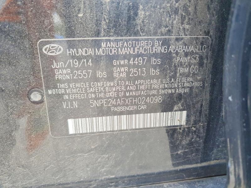 52301126 :رقم المزاد ، 5NPE24AFXFH024098 vin ، 2015 Hyundai Sonata مزاد بيع