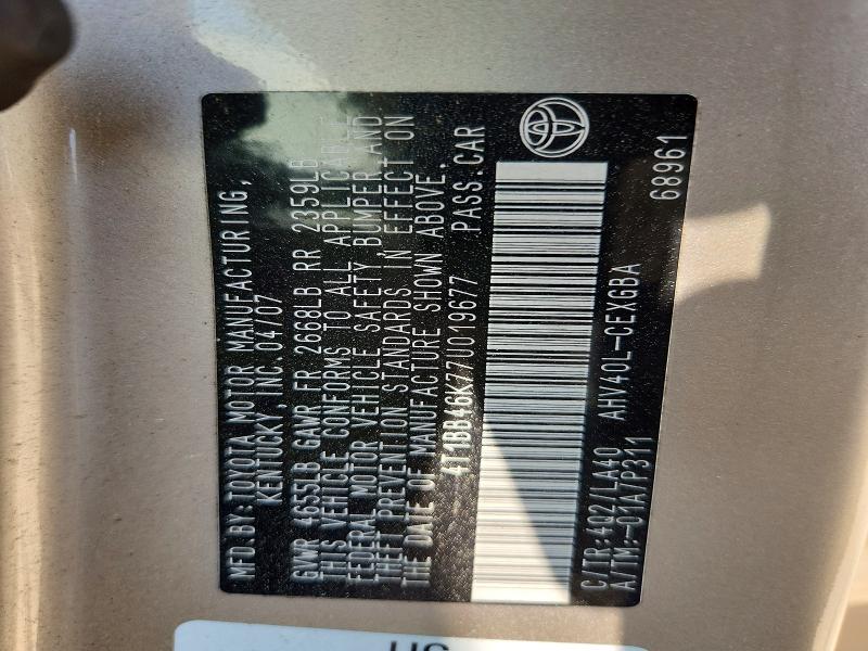 Aukcja sprzedaży 2007 Toyota Camry, vin: 4T1BB46K77U019677, numer aukcji: 53778976