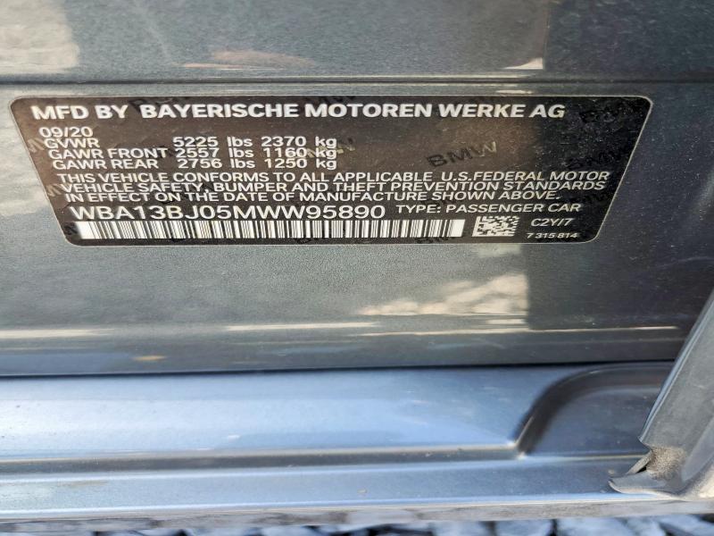 Продаж на аукціоні авто 2021 Bmw 530, vin: WBA13BJ05MWW95890, номер лоту: 53371016
