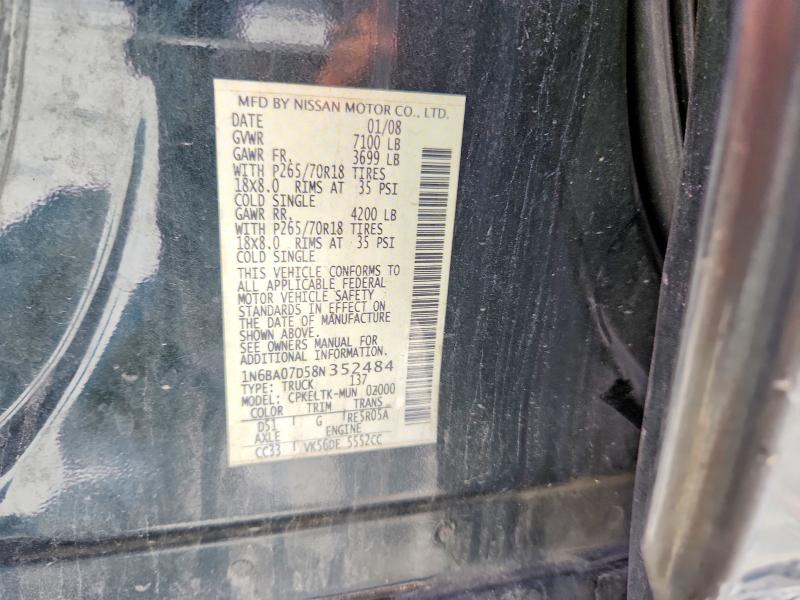 Aukcja sprzedaży 2008 Nissan Titan, vin: 1N6BA07D58N352484, numer aukcji: 53751316