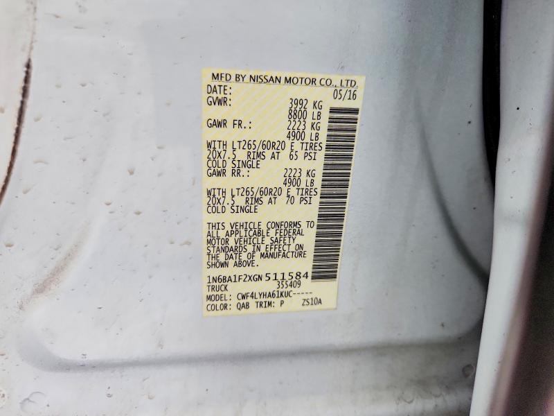 Aukcja sprzedaży 2016 Nissan Titan Xd, vin: 1N6BA1F2XGN511584, numer aukcji: 52474586