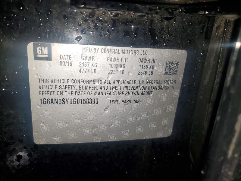 53105346 :رقم المزاد ، 1G6AN5SY0G0158390 vin ، 2016 Cadillac Ats-v مزاد بيع
