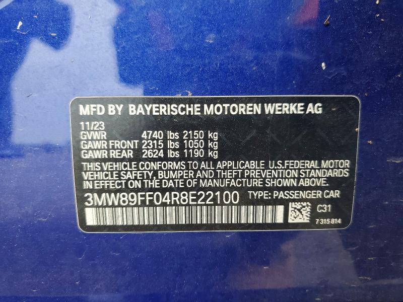 Aukcja sprzedaży 2024 Bmw 330xi, vin: 3MW89FF04R8E22100, numer aukcji: 55121706