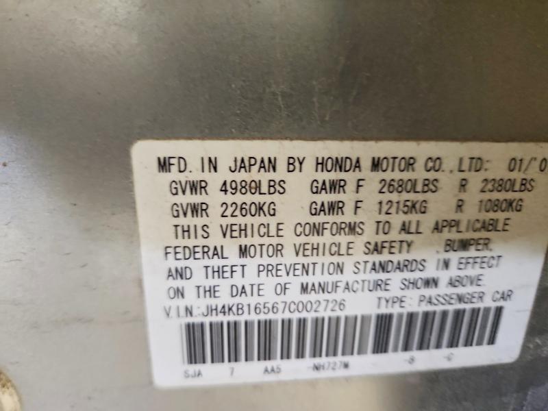Продажа на аукционе авто 2007 Acura Rl, vin: JH4KB16567C002726, номер лота: 53657706