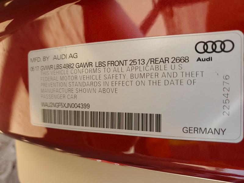 Aukcja sprzedaży 2018 Audi A5, vin: WAU2NGF5XJN004399, numer aukcji: 54169936